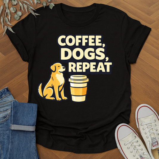 coffee dogs repeat t-shirt